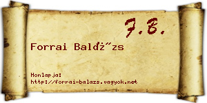 Forrai Balázs névjegykártya